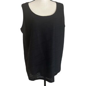 Jones New York Top Black Scoop Neck Wavy Line Texture Fully Lined Plus size 2X